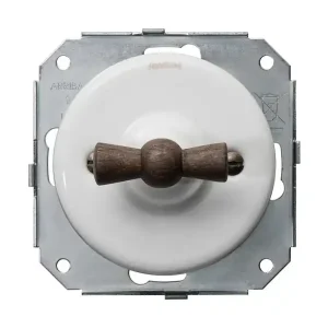 FONTINI GARBY COLONIAL VV Interrupteur Va & Vient Porcelaine Blanche Manette Bois Hêtre Acheter En Ligne