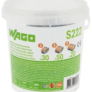 Nouvelle Collection WAGO Seau 100 bornes de connexion automatique S222 2, 3 et 5 entrées, lot de 100