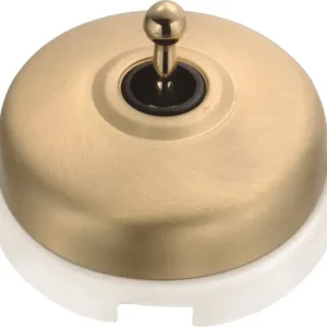 Must-Have Interrupteur va-et-vient en saillie rétro porcelaine blanche et or - Garby Dimbler FONTINI