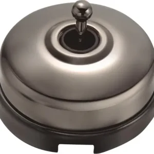 Meilleure Vente Interrupteur va-et-vient en saillie rétro porcelaine noire et nickel satiné - Garby Dimbler FONTINI