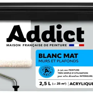 Peinture murs et plafonds blanc mat 2,5 l ADDICT Top Vente
