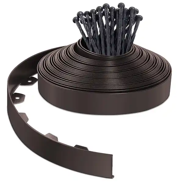 Bordure de jardin PVC flexible 20m avec piquets marron VOUNOT Paiement Sécurisé