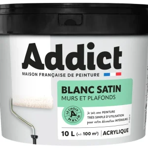 Meilleur Prix Peinture murs et plafonds blanc satin 10 l ADDICT