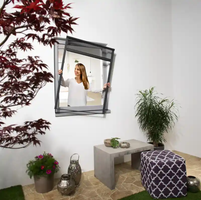 Vente Directe Moustiquaire enroulable pour fenêtre avec cadre en aluminium 130x 160 cm gris WINDHAGER