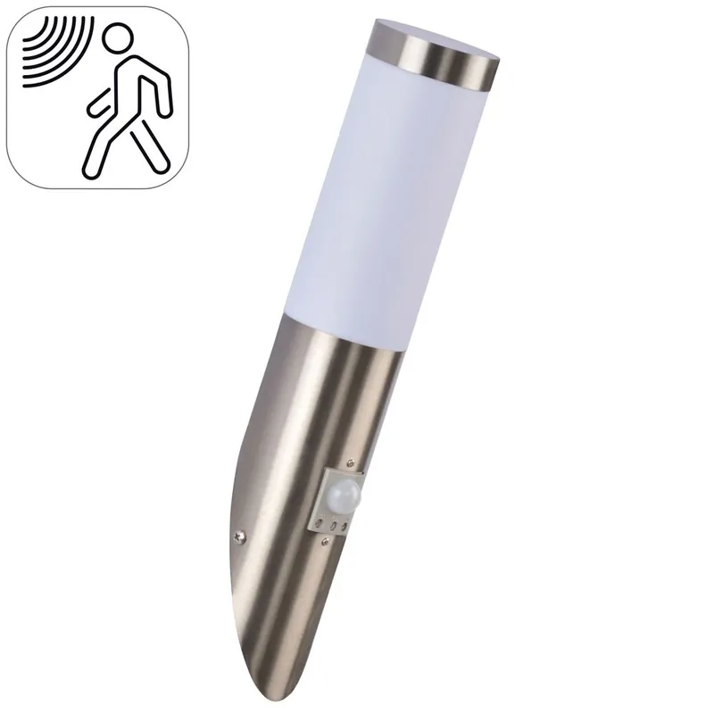 Applique extérieur E27 détecteur de mouvements Davis nickel brossé IP44 20W - COREP Nouvel Arrivage