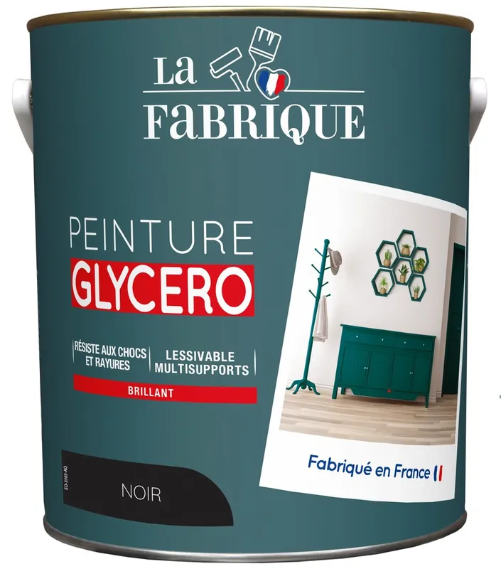 Vente Flash Peinture glycero Noir brillant 2,5 l - LA FABRIQUE