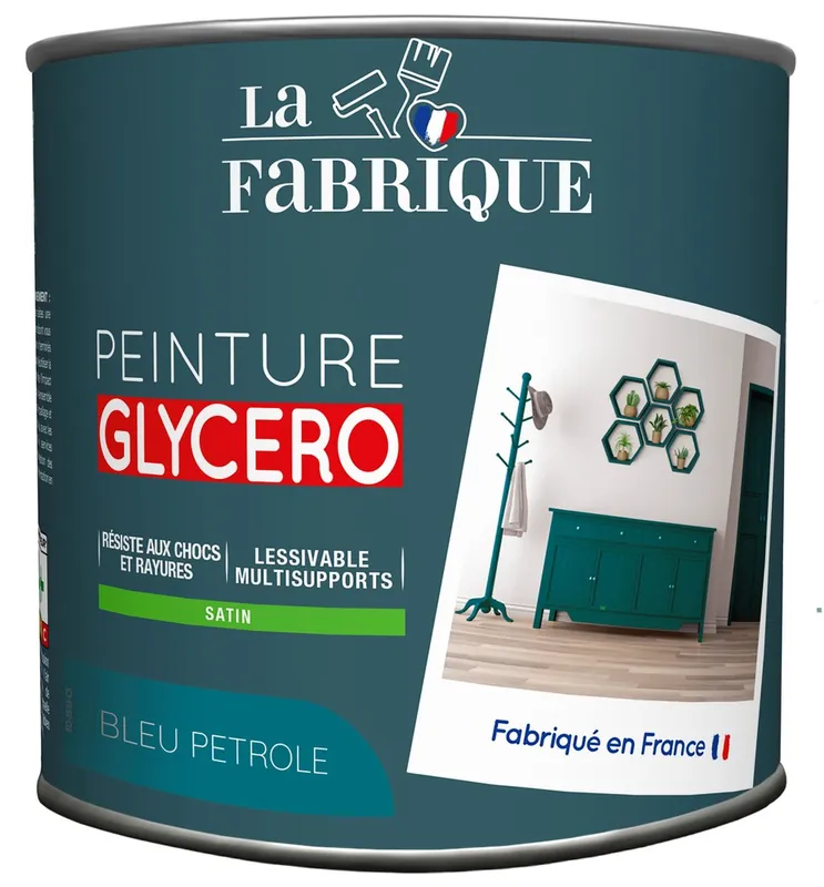 Offre Spéciale Peinture glycero Bleu Pétrole satin 125 ml - LA FABRIQUE