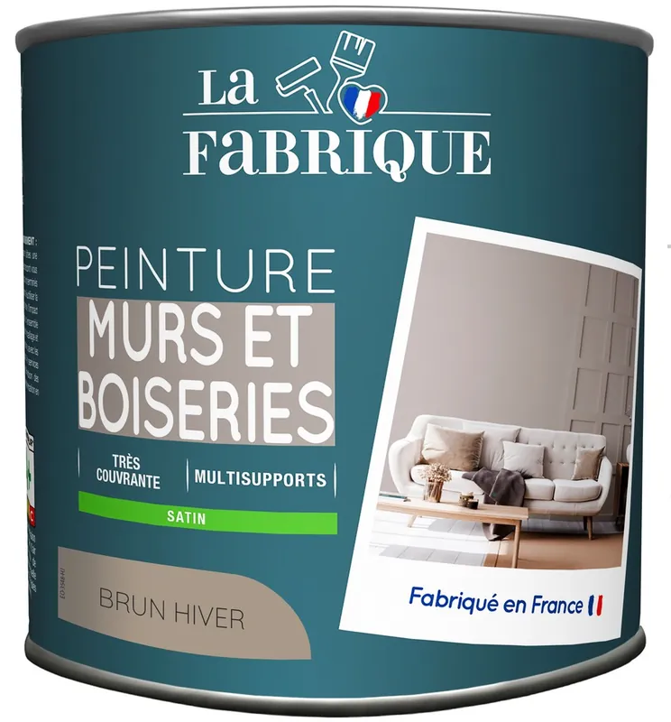 Peinture Mur & Boiserie Brun Hiver satin 125 ml - LA FABRIQUE Offre Du Jour