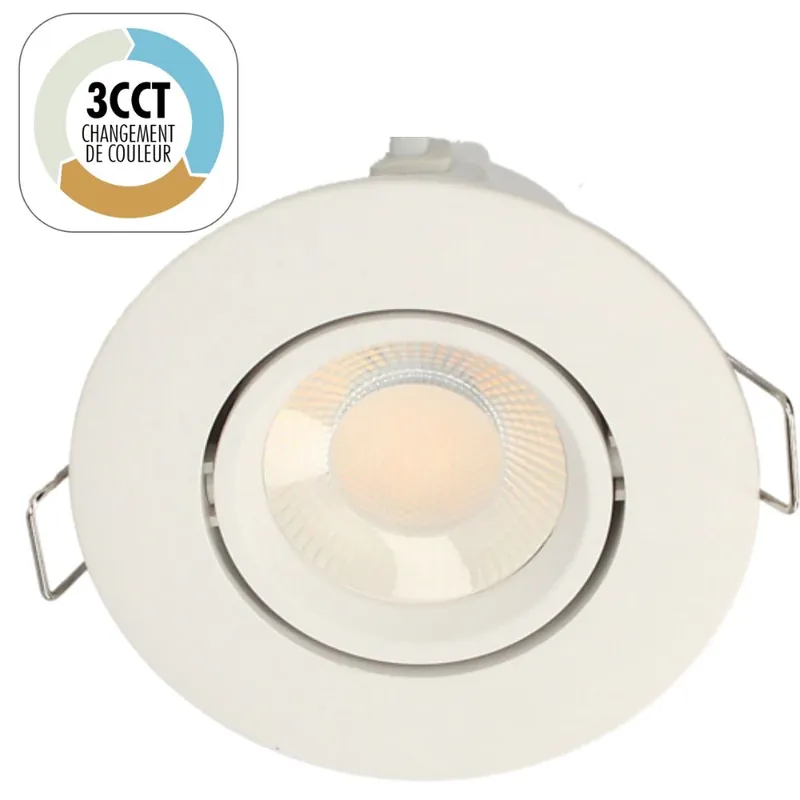 Spot LED encastrable salle de bain IP65 et BBC orientable Blanc - Atlas ARLUX Retour Gratuit
