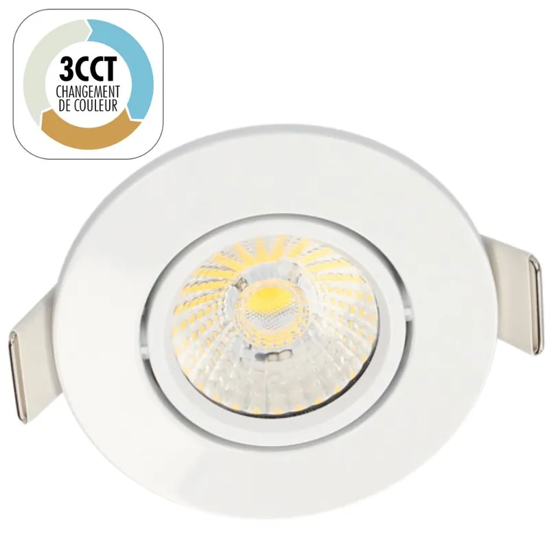 Prix Bas Spot LED encastrable extra-plat salle de bain IP65 et BBC orientable noir/blanc/acier - Azur ARLUX