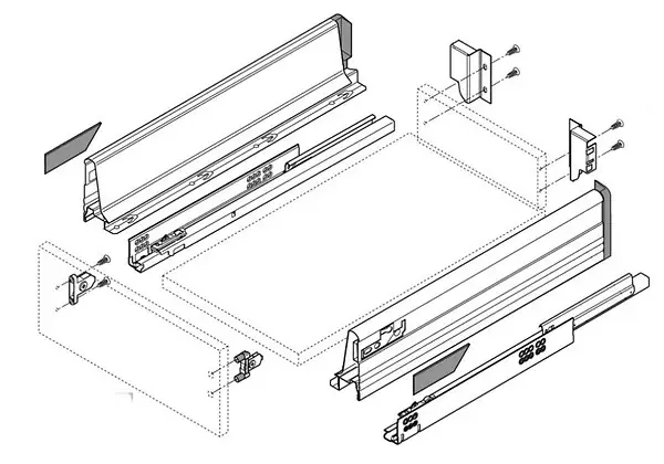 Super Prix Cote double paroi ANTARO blumotion hauteur 98,5mm 270mm - BLUM - INT358M270GR