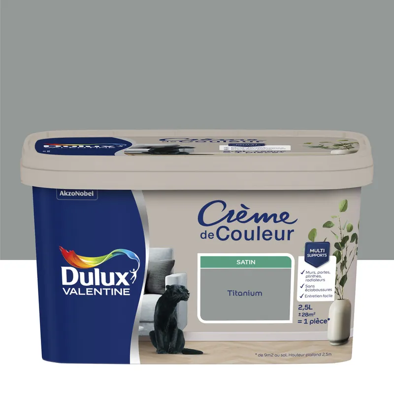 Jusqu'à Épuisement Des Stocks Peinture Crème de Couleur Titanium satin 2,5 l - DULUX VALENTINE