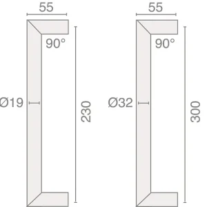 Poignée droite angles vifs Série 201 D 19x230mm - HERACLES - B-INOX-PT312 Soldes