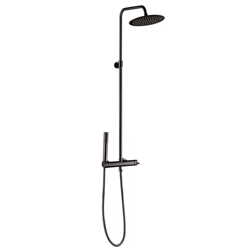 Colonne de douche ronde avec mitigeur mécanique gun métal Luisa ESSEBAGNO Acheter En Ligne