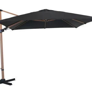 Parasol déporté 3 x 3 m inclinable et orientable mât en aluminium effet bois ht PROLOISIRS Offre Limitée