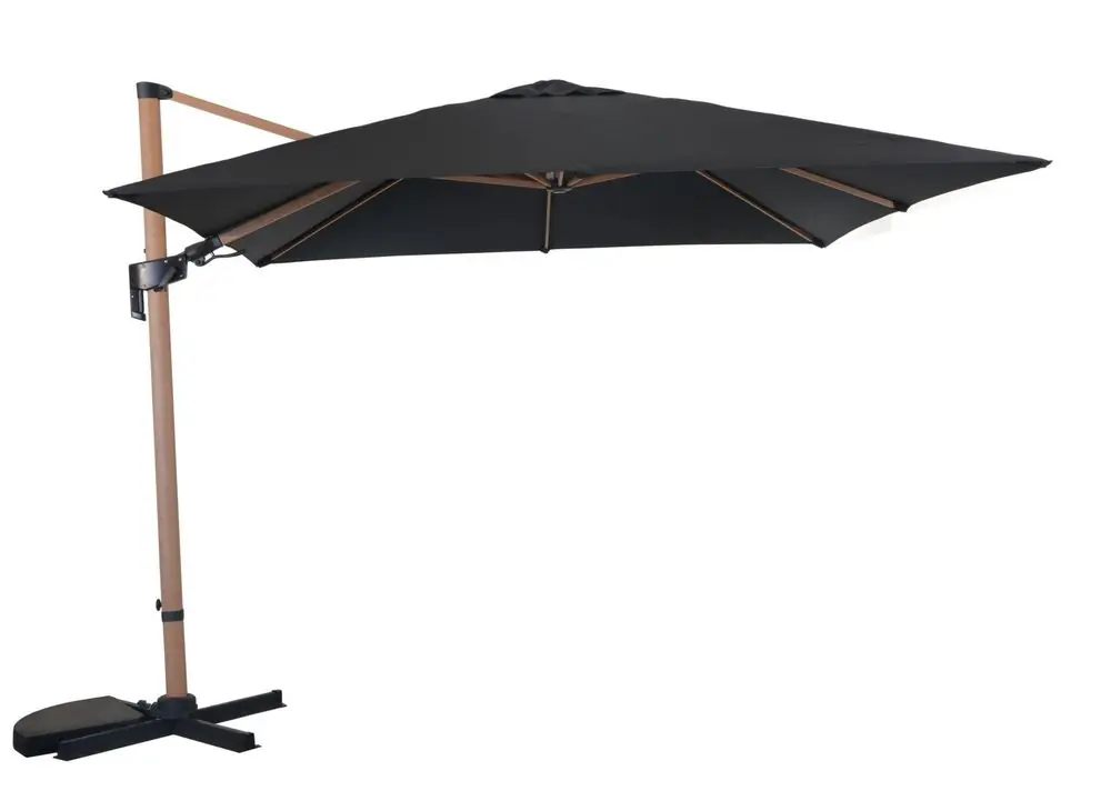 Parasol déporté 3 x 3 m inclinable et orientable mât en aluminium effet bois ht PROLOISIRS Offre Limitée