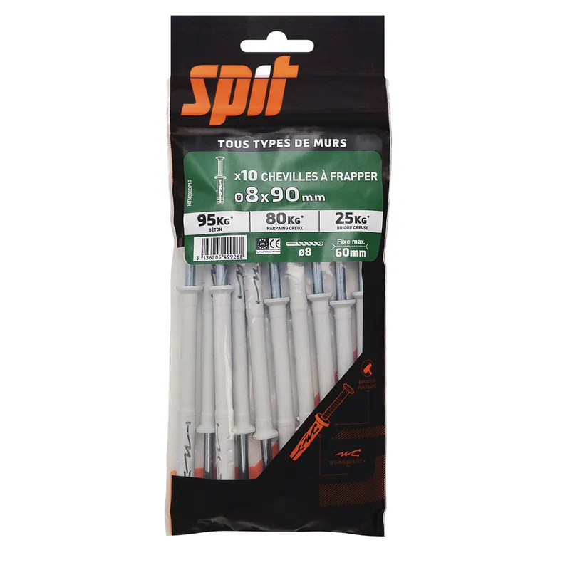 Livraison Express Chevilles à frapper Hit diamètre 8 x 90 mm par 10 SPIT