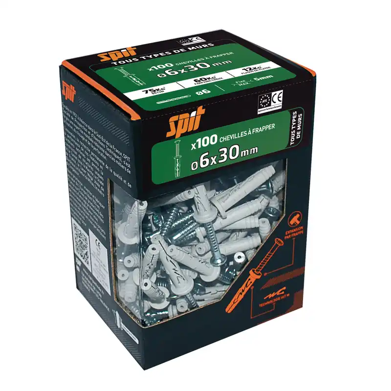 Top Vente Chevilles à frapper Hit diamètre 6 x 30 mm par 100 SPIT