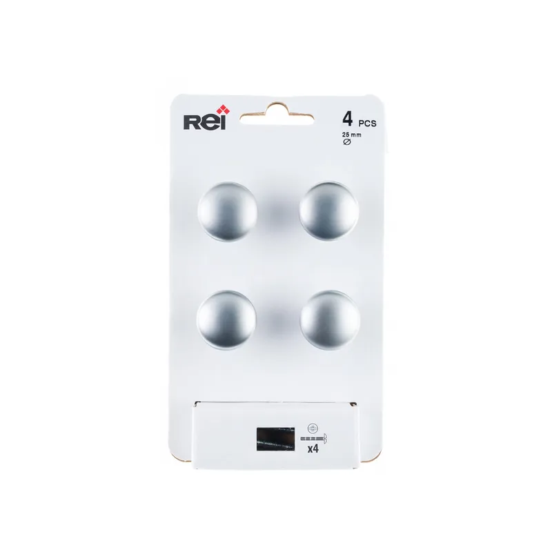 Boutons de meuble ronds gris chrome mat diamètre 25 mm par 4 REI Promotion