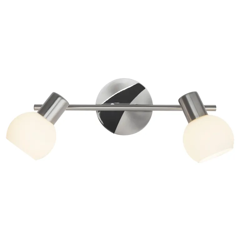 Nouvel Arrivage Réglette 2 spots intérieur E14 2x40W en verre blanc TIARA BRILLIANT