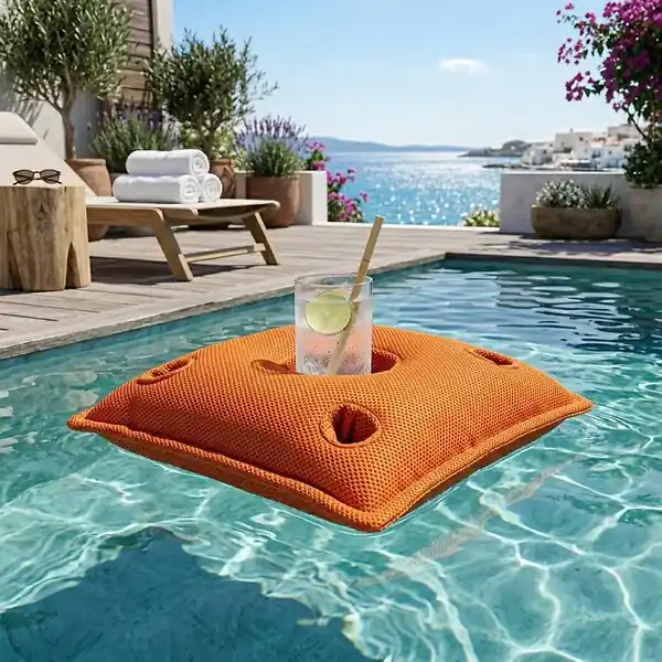 Coussin bar piscine flottant avec porte-verres 75 × 75 × 25 cm extérieur SANS billes – Orange (PPF7575-6) SOO SANTAI Petit Prix