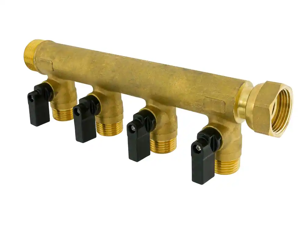 Quantité Limitée Collecteur 4 départs mâle 15 x 21 écrou libre mâle femelle 20 x 27 avec vanne 1/4 de tour QUICK PLOMBERIE