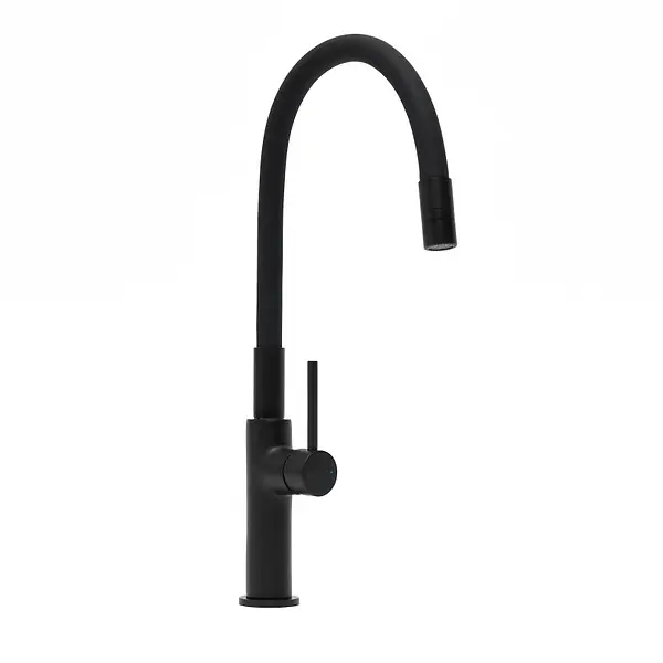 Mitigeur pour évier de cuisine, bec flexible en silicone, aérateur Neoperl®, cartouche en céramique, noir mat (SATBSD290CM) SWISS AQUA TECHNOLOGIES Réduction