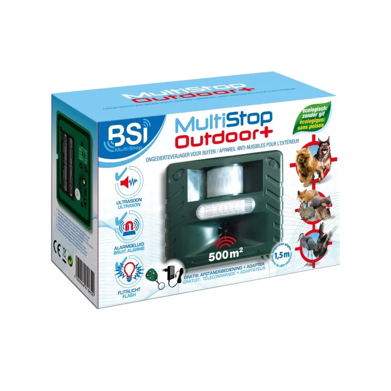 Répulsif pour chiens, chats, oiseaux, animaux nocturnes Multistop outdoor+ - BSI Promotion