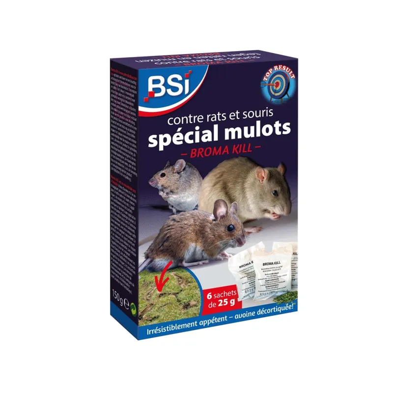 Marque Appâts en grain pour rats, souris et mulots 6 sachets - BSI