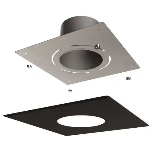 Meilleur Prix Plaque de finition tubage ventilée carrée 25 cm diamètre 180 mm acier noire POUJOULAT
