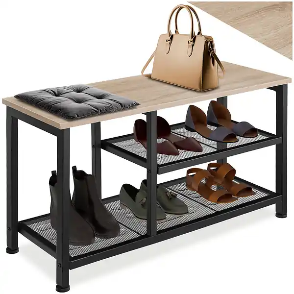 Étagère à chaussures TAUNTON 80x30x45,5cm Bois clair industriel, Chêne Sonoma TECTAKE Offre Limitée