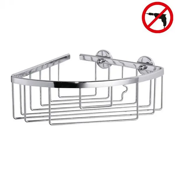 Aluxx Panier de douche d‘angle en aluminium chromé inoxydable 19,2x20x9,2cm, Pose facile sans perçage (40200-00000-00) TESA Certifié