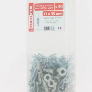 Ancrage à visser métal pour plaque de plâtre vis tête fraisée 4 x 30 mm par 50 BATIFIX Dernier Modèle