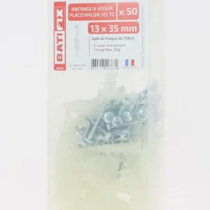 Offre Du Jour Ancrage à visser nylon plaque de plâtre vis tête cylindrique 4 x 30 mm par 50 BATIFIX