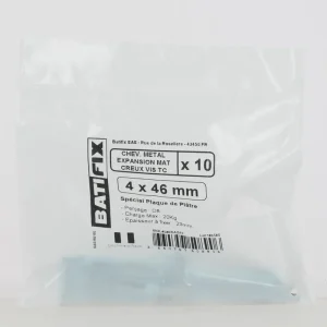 Réduction Chevilles métal expansion plaque de plâtre vis tête cylindrique diamètre 4 x 46 mm par 10 BATIFIX