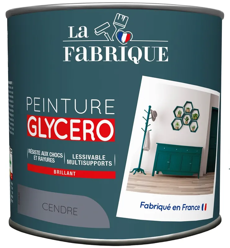 Marque Peinture glycero Cendre brillant 500 ml - LA FABRIQUE