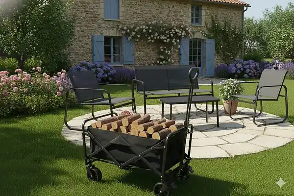 Chariot de jardin pliable 4 roues 71x45x90cm en tissu Oxford 600D et revetement PVC. Structure acier avec revetement de protection epoxy. Capacité de charge 100kg ARTIS Satisfait Ou Remboursé