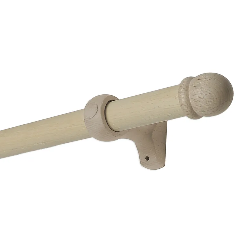 Haute Qualité Kit de tringle à rideaux en bois 2 m diam 28 mm Finition Bois brut - MOBOIS