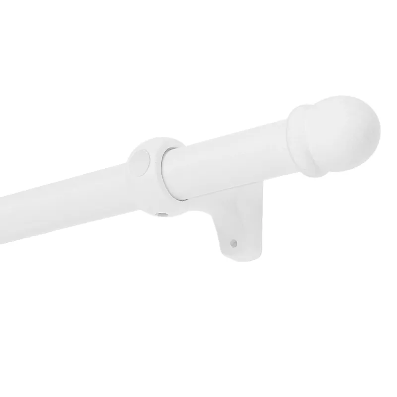 Haute Qualité Kit de tringle à rideaux en bois 2 m diam 28 mm Finition Blanc laqué - MOBOIS