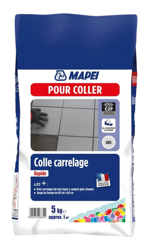 Colle carrelage rapide gris 5 kg MAPEI Meilleur Prix