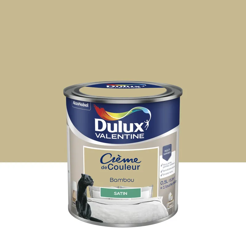 Peinture Crème de Couleur Bambou satin 500 ml - DULUX VALENTINE Expédié Aujourd'hui