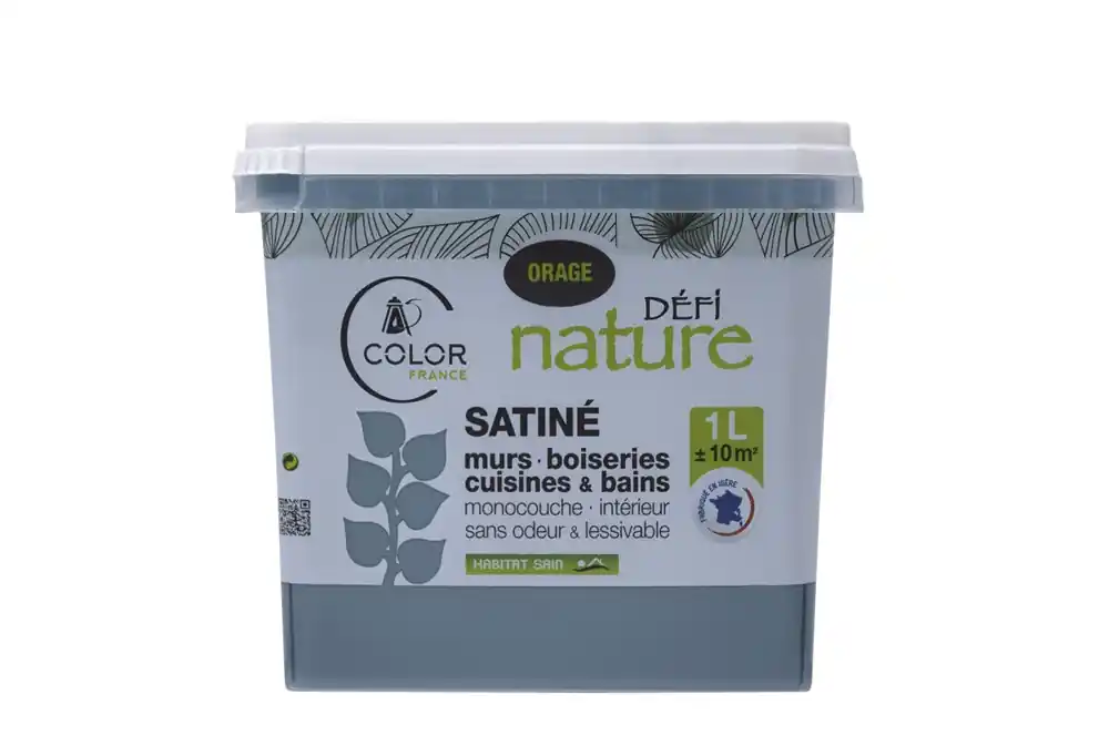 Peinture naturelle murale Orage satin 1 l - DEFI NATURE Vente Directe