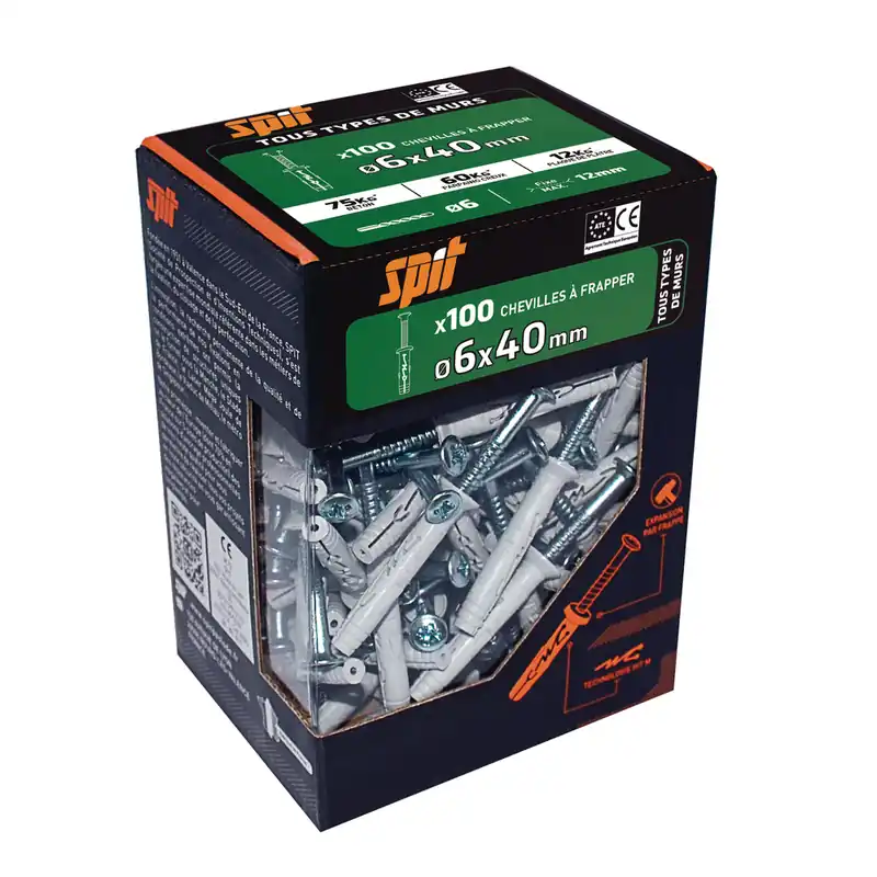 Chevilles à frapper Hit diamètre 6 x 40 mm par 100 SPIT Marque