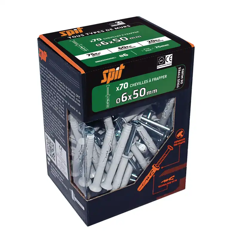 Prix Promo Chevilles à frapper Hit diamètre 6 x 50 mm par 70 SPIT