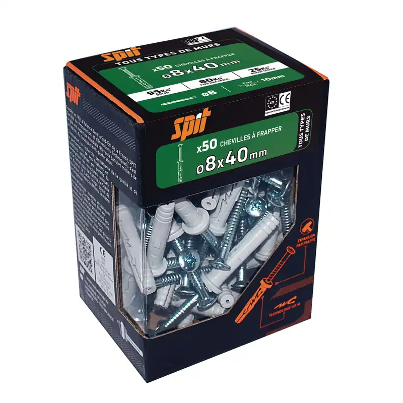 Achat Immédiat Chevilles à frapper Hit diamètre 8 x 40 mm par 50 SPIT