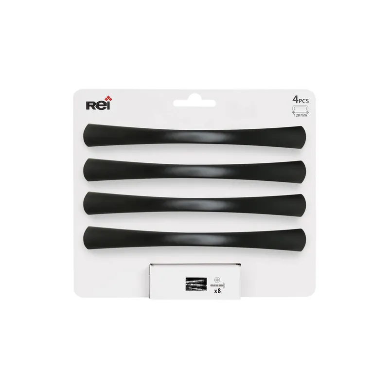 Nouvel Arrivage Poignée de meuble arc aluminium noir mat entraxe 128 mm par 4 REI