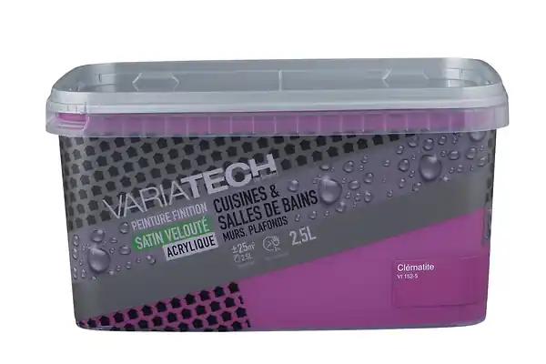 Peinture cuisines et bains satin velouté - Clématite - 2.5L VARIATECH Prix Réduit