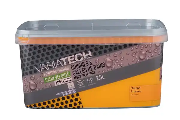 Peinture cuisines et bains satin velouté orang pressée 2.5l VARIATECH Certifié