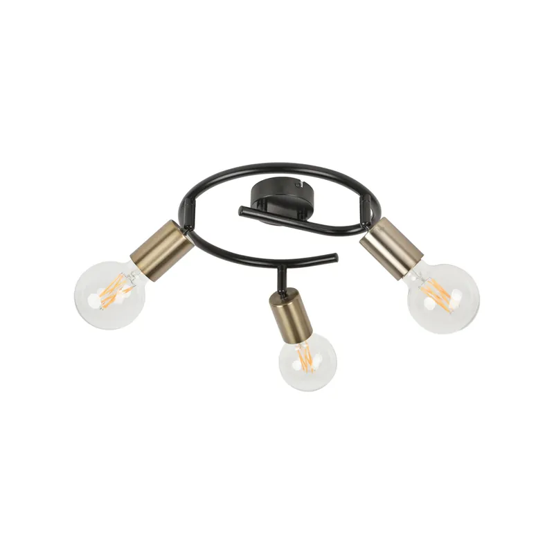Plafonnier intérieur métal noir et laiton E27 3x40W WINSTON COREP Commander Maintenant