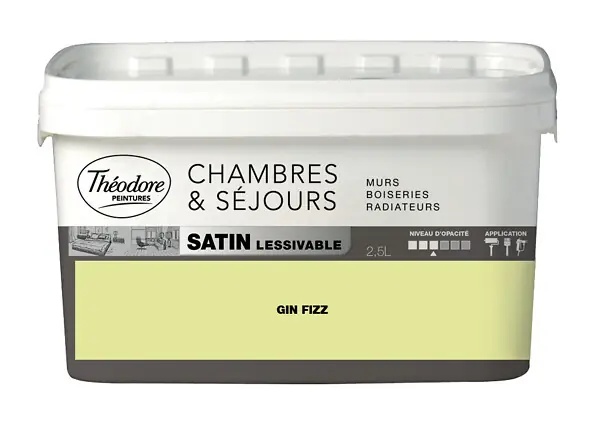 Peinture acrylique Chambres & Sejours - Satin - 2,5L - Gin Fizz THEODORE PEINTURES Réduction